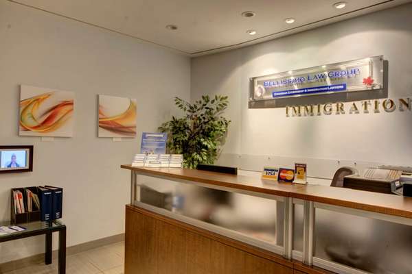 This is a photo of the front desk at Bellissimo Law Group.