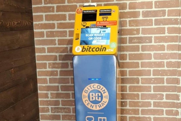 This is a photo of a Bitcoin ATM kiosk at Bitcoin Central.