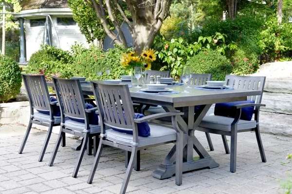 This is a photo of the outdoor dining set at DOT Furniture.