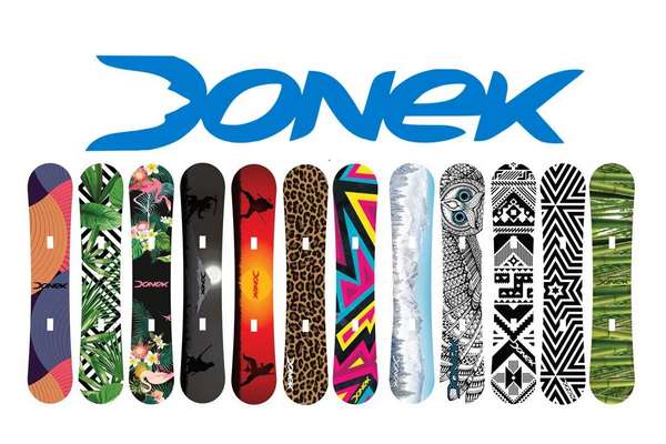 This is a photo of the custom carved snowboards at Donek Snowboards.