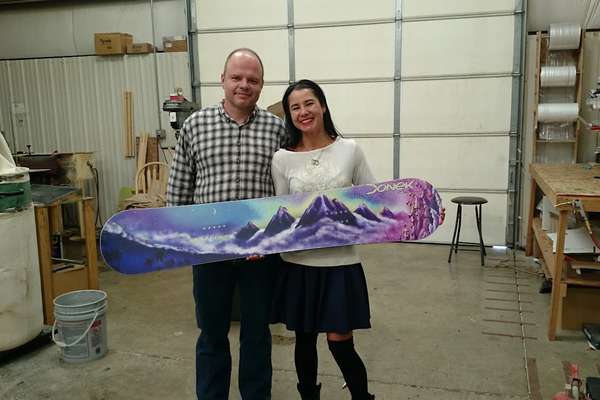 This is a photo of the carved snowboards made by Donek Snowboards.