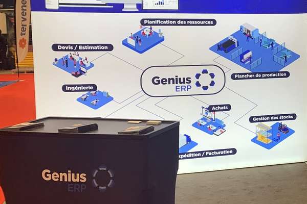 This is a photo of the trade show booth at Genius ERP.