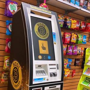 This is a photo of a Bitcoin ATM at HODL.