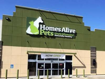 This is a photo of the Edmonton store entrance at Homes Alive Pets.