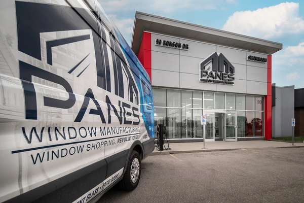 This is a photo of the entrance at Panes Window Manufacturing.