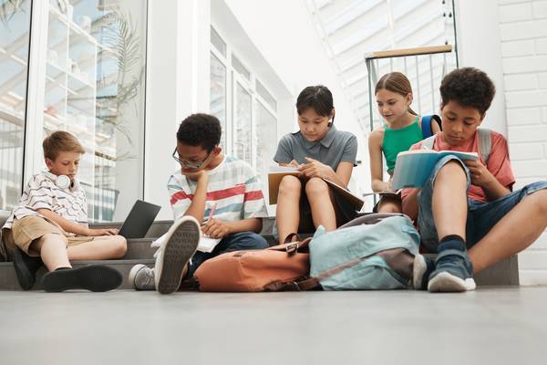 This is a photo of the group studying at the Prep Academy Tutors.